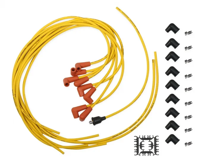 ACCEL Spark Plug Wire Set – 7mm – Super Stock with Copper Core – Universal 90 Deg Boots – Yellow