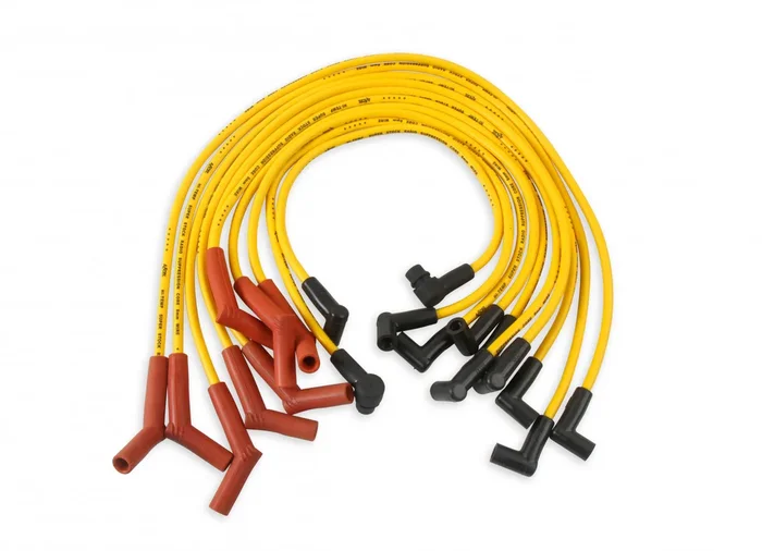 ACCEL Spark Plug Wire Set – 8mm – Custom with Graphite Core – Yellow with HEI Stock Style Boots
