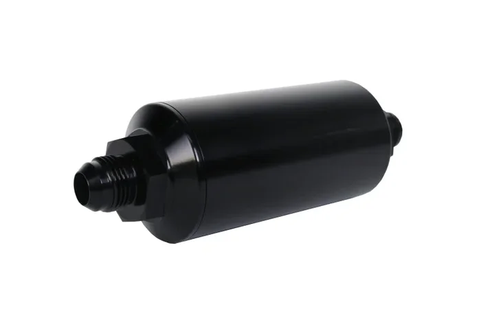 Aeromotive In-Line Filter – (AN -8 Male) 10 Micron Fabric Element Bright Dip Black Finish
