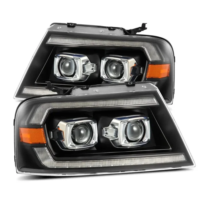 AlphaRex 04-08 Ford F150 PRO-Series Projector Headlights Alpha-Black w/ Sequential Signal and DRL23.9 lb