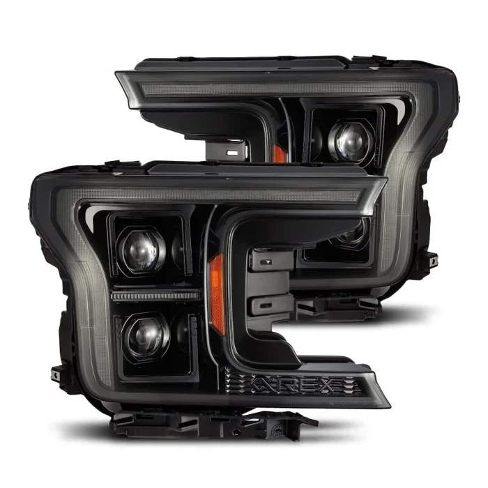 AlphaRex 18-20 Ford F-150 (Req. Conv F150 w/LED) LUXX LED Proj HL Alpha-Blk w/Actv Lt Seq Sig SB DRL33.9 lb