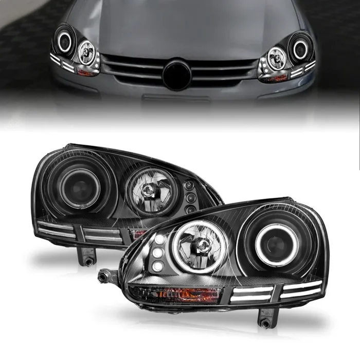 ANZO 2006-2009 Volkswagen Rabbit Projector Headlights w/ Halo Black (CCFL)19.5 lb