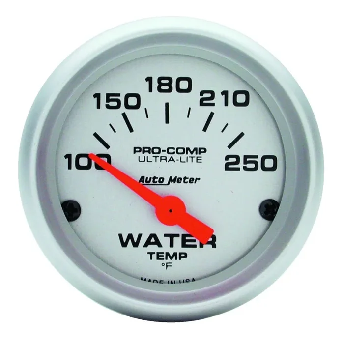 Autometer Ultra-Lite 52mm 100-250 Deg F Short Sweep ElectricWater Temp Gauge0.7 lb