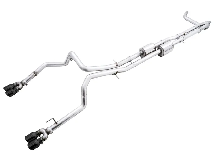 AWE Tuning 22-23 GMC Sierra 1500 AT4X 6.2L 0FG Catback Split Dual (Flat Bumper) – Diamond Black Tips