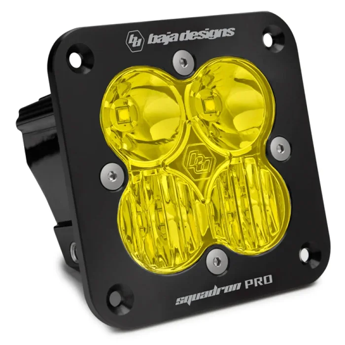 Baja Designs Squadron Pro Flush Mount Black Driving/Combo Pattern LED Light Pod – Amber