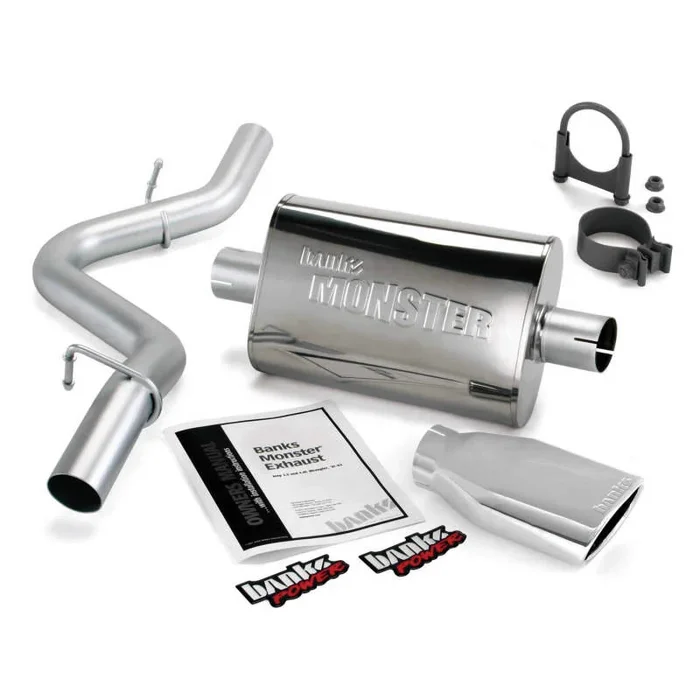 Banks Power 97-99 Jeep 2.5/4.0L Wrangler Slip Fit Cat Monster Exh Sys – SS Single Exh w/ Chrome Tip