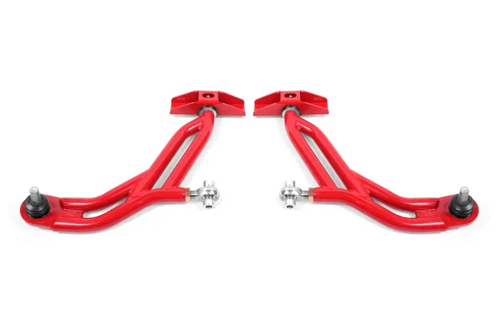 BMR 10-14 Ford Mustang Adj. Lower A-Arms w/ Delrin/Rod End / 18mm Tall Ball Joint – Red