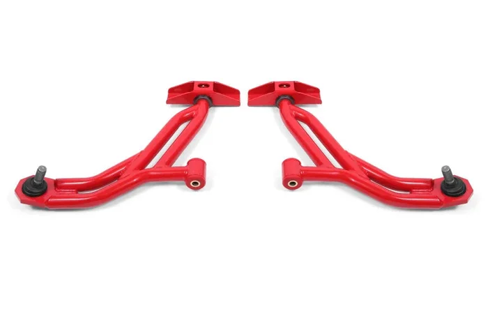 BMR 10-14 Ford Mustang / Shelby GT500 Non-Adj. Lower A-Arms (Poly/Delrin) – Red27.9 lb