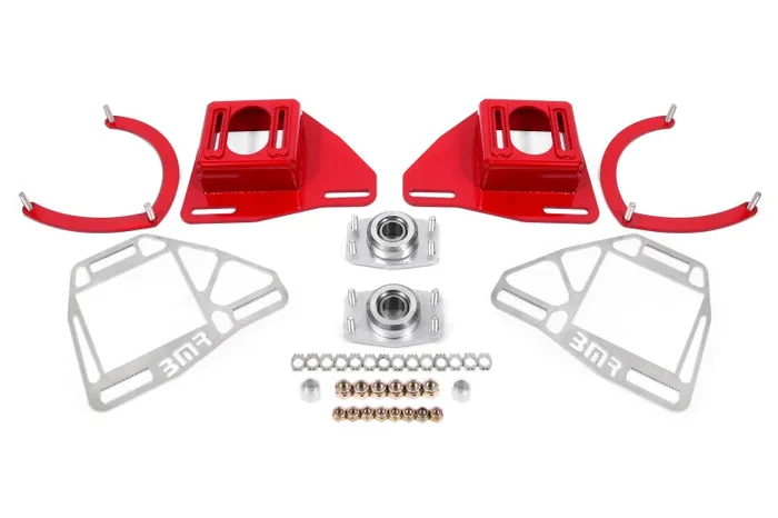 BMR Suspension 82-92 Chevy Camaro Caster/Camber Plates w/ Lockout Plates – Red
