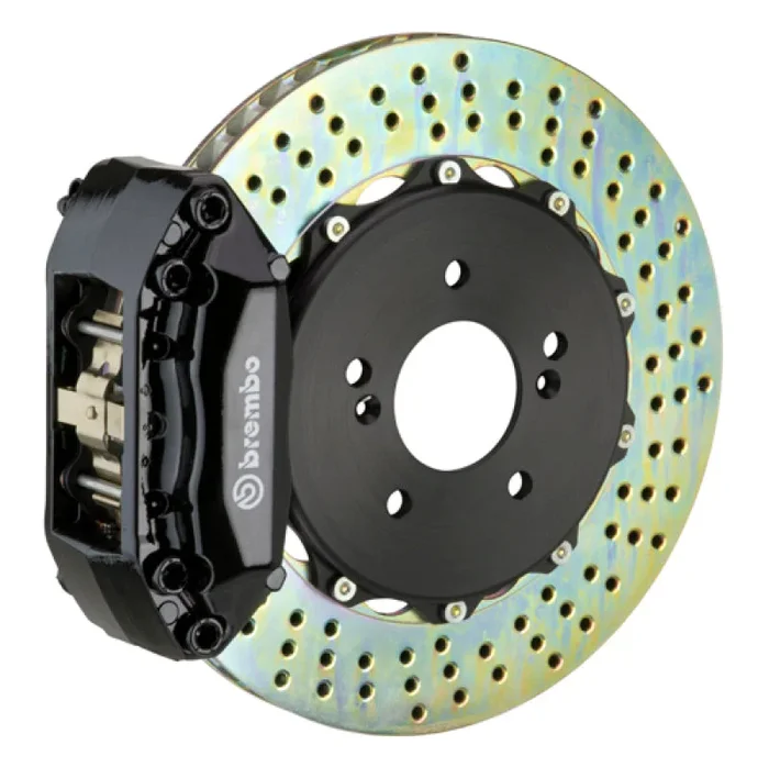 Brembo 03-08 Tiburon Front GT BBK 4 Piston Cast 2pc 328×28 2pc Rotor Drilled-Black