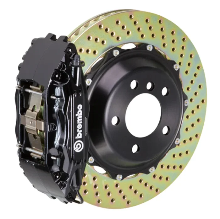 Brembo 05-14 Mustang GT Excl non-ABS Equipped Fr GT BBK 4Pist Cast 2pc 355×32 2pc Rtr Drill-Black