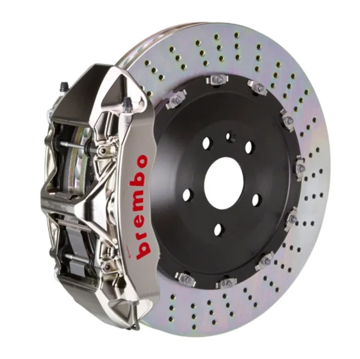 Brembo 06-13 S350 Front GTR BBK 6 Piston Billet 405×34 2pc Rotor Drilled-Nickel