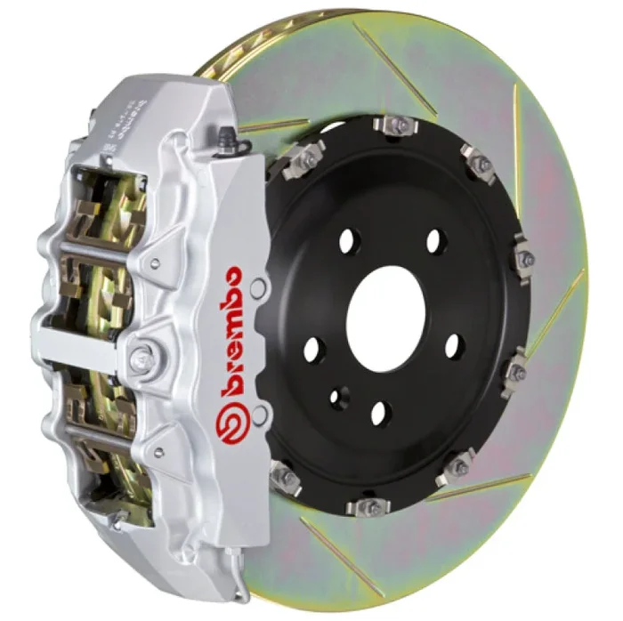 Brembo 08-10 Challenger w/V8 (Excl AWD/SRT-8) Fr GT BBK 6Pis Cast 380×34 2pc Rtr Slot Type1-Silver