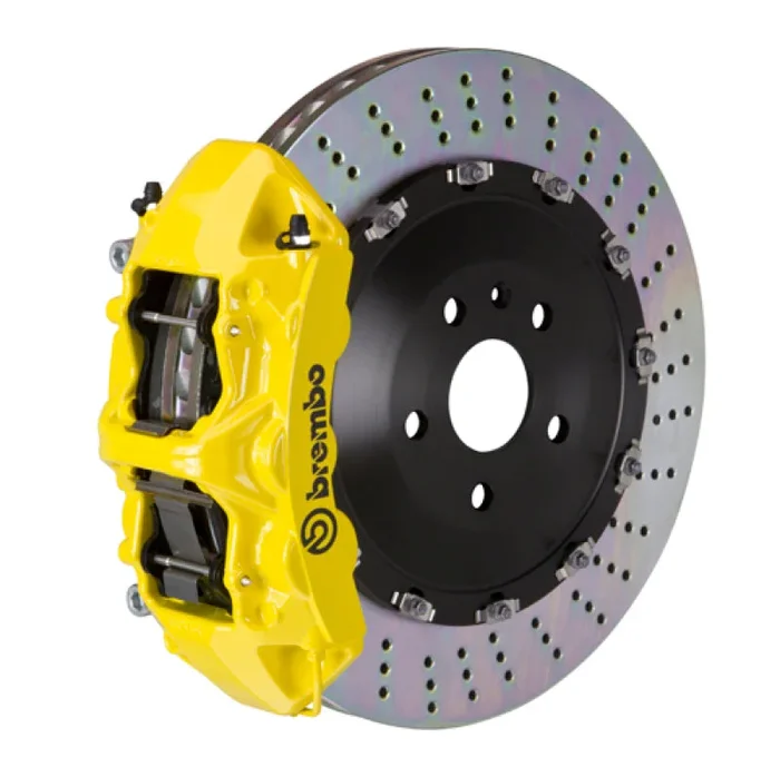 Brembo 15-19 Macan Turbo Front GT BBK 6 Piston Cast 405×34 2pc Rotor Drilled- Yellow