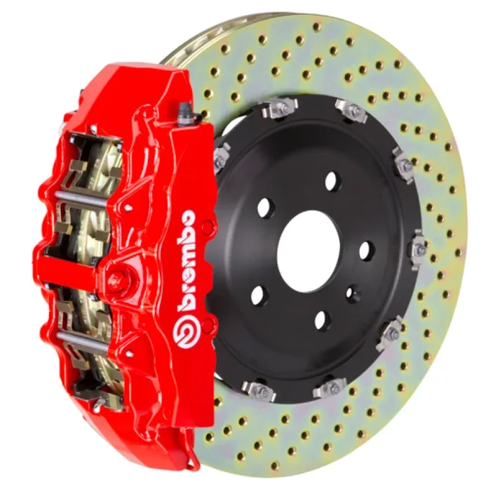 Brembo 22+ Golf R /22+ S3 Front GT BBK 6 Piston Cast 380×34 2pc Rotor Drilled-Red
