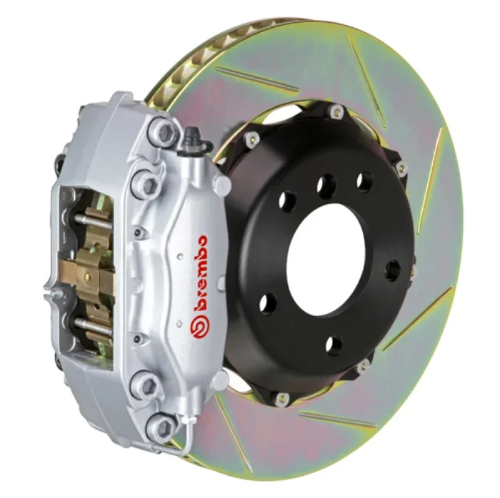 Brembo 99-07 Evo VI/VII/VIII/IXRear GT BBK 4 Piston Cast 2pc 328×28 2pc Rotor Slotted Type1-Silver