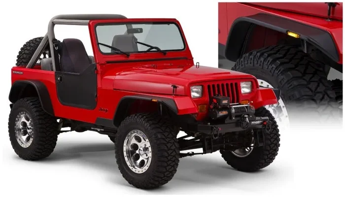 Bushwacker 87-95 Jeep Wrangler Flat Style Flares 4pc Excludes Renegade – Black