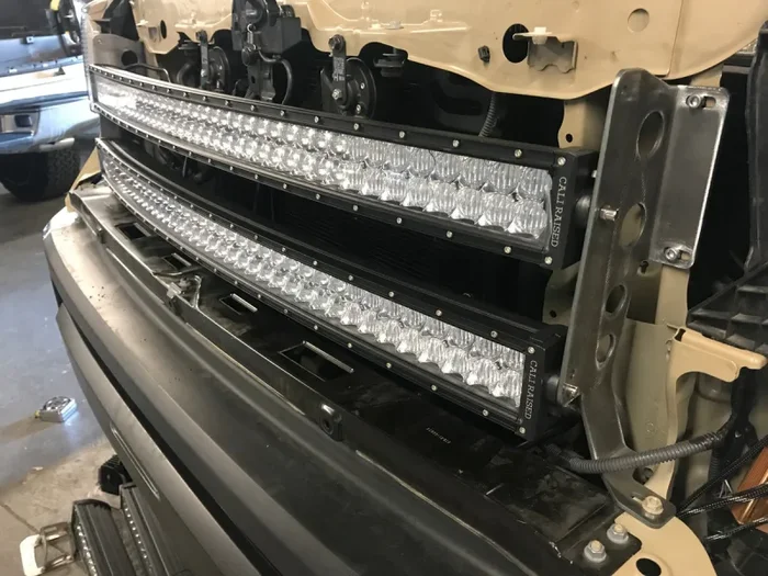 Cali Raised 14-21 Toyota Tundra 42 Hidden Grille Curved Led Light Bar Brackets Kit – Spot Beam/Led