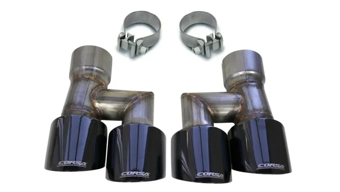 Corsa 2018-2023 Ford Mustang Eco 2.3L Twin 4in Black PVD Pro-Series Tip Kit (Clamps Included)10.5 lb