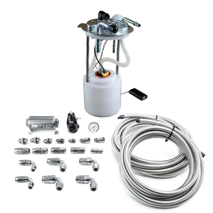 DeatschWerks 05-19 Yukon/Tahoe/Suburban DW400 Pump Module and Return SS CPE Plumbing Kit15.8 lb
