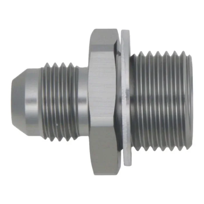 DeatschWerks 6AN Male Flare to M18 X 1.5 Male Metric Adapter (Incl Crush Washer) – Titanium