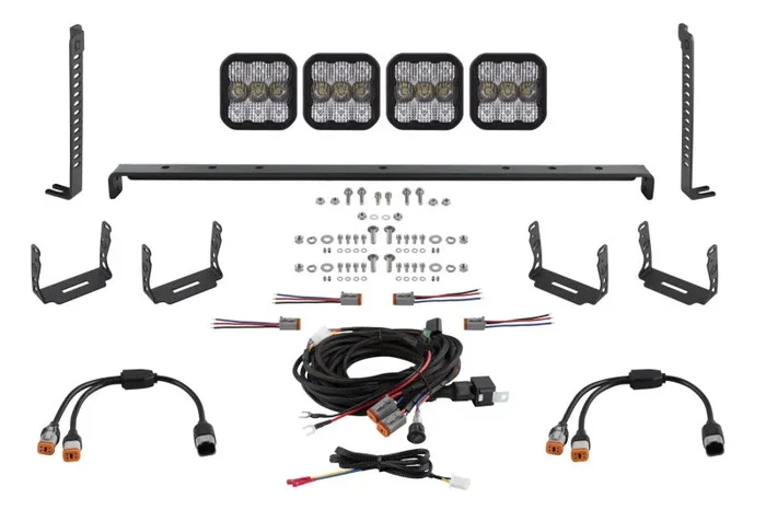 Diode Dynamics 14-23 Toyota 4Runner SS5 Stealth Grille LED 4-Pod Kit – Pro White Combo