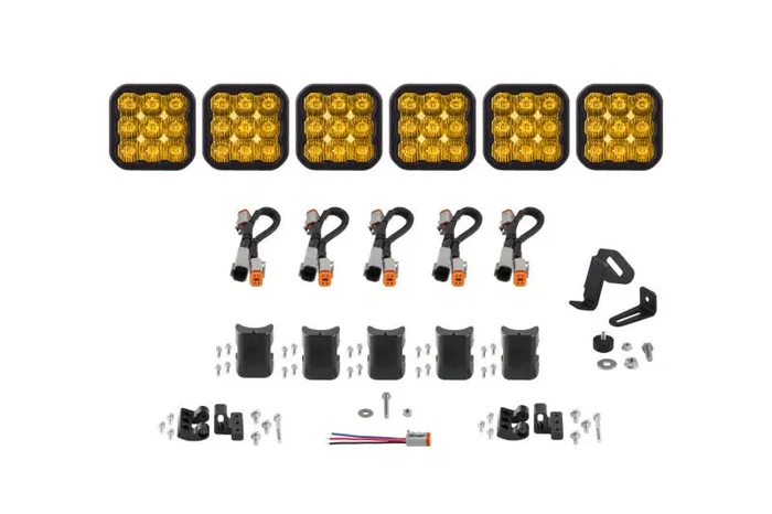 Diode Dynamics SS5 Sport Universal CrossLink 6-Pod Lightbar – Yellow Driving