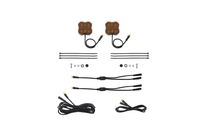 Diode Dynamics Stage Series Single Color LED Rock Light – Amber M8 (2-pack)
