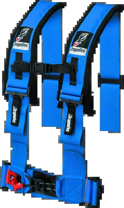 DragonFire Racing Harness- H-Style- 4-Point- 3in Buckle- Blue