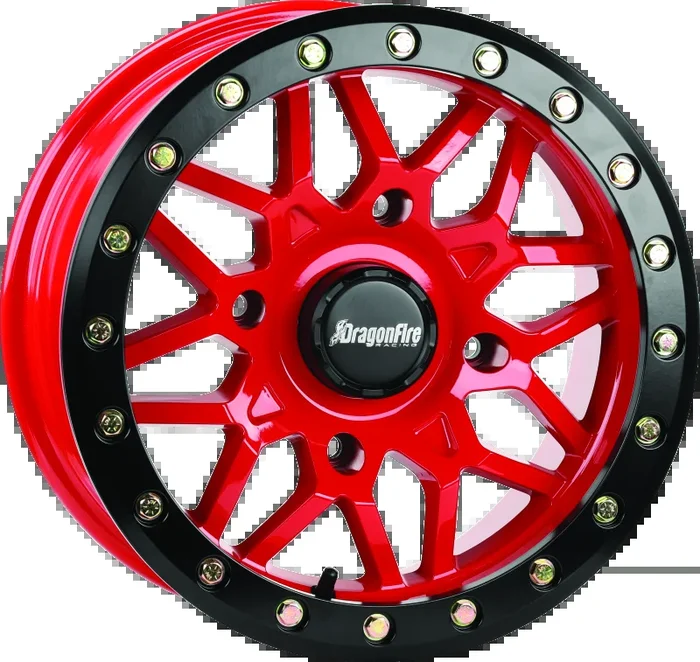 DragonFire Racing Typhon Wheel 14X7 4/137 5+2 +10 Machined Red