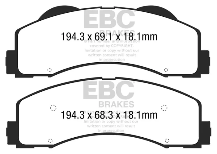 EBC 15+ Ford F150 2.7 Twin Turbo (2WD) Extra Duty Front Brake Pads6.1 lb