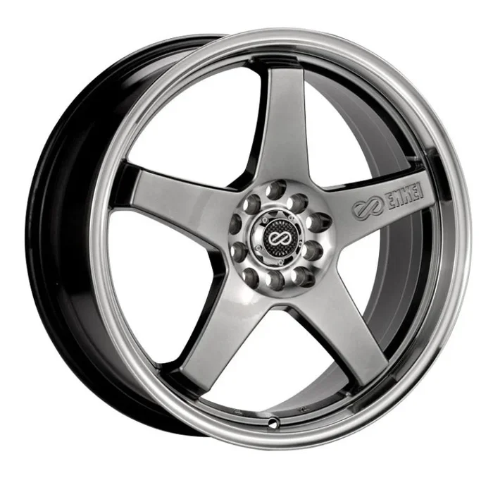 Enkei EV5 17×7 5×105/110 38mm Offset 72.6 Bolt Diameter Hyper Black w/ Machined Lip Wheel