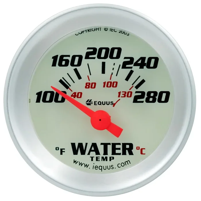 Equus 1-1/2 Dia Water Temp Gauge Silver 100-280