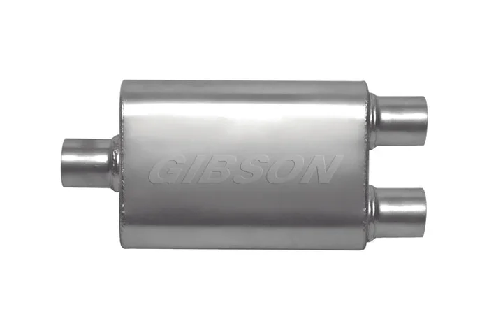 Gibson CFT Superflow Center/Dual Oval Muffler – 4x9x13in/3in Inlet/2.5in Outlet – Stainless