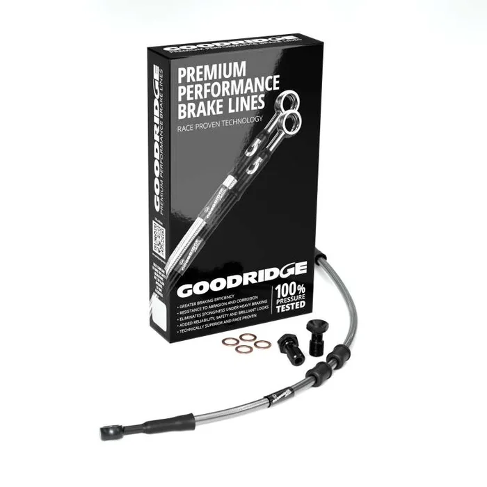 Goodridge 04-05 HD VRSD/VRSCX V-ROD -4in Clear Brake Line Kit w/Stainless Steel Fittings