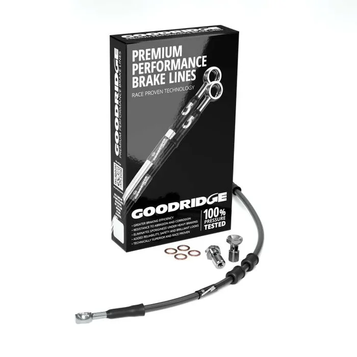 Goodridge 15-17 HD FLSTF/FXSB (w/ABS) +10in Black Brake Line Kit w/Stainless Steel Fittings
