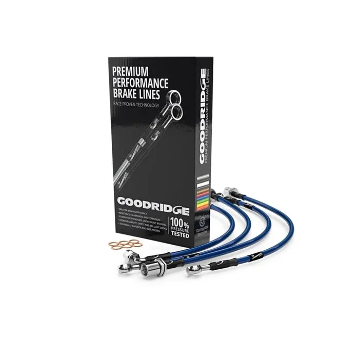 Goodridge 17-18 Subaru BRZ (w/Brembo Brakes) Stainless Steel Brake Lines – Electric Blue