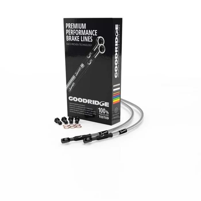 Goodridge 64in Universal Clutch Line w/Black Zinc Fittings & Clear Hose – 90Deg Banjo w/M10 Fitting