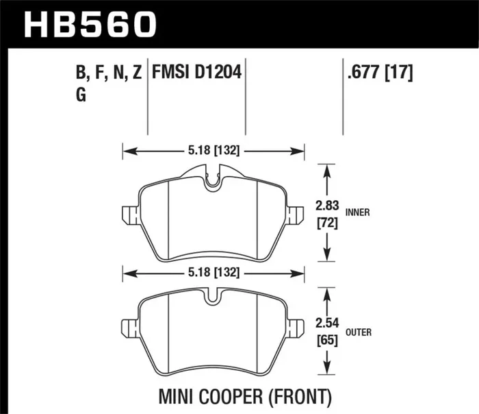 Hawk 05-06 JCW R53 Cooper S & 07+ R56 Cooper S HPS Street Front Brake Pads4.1 lb
