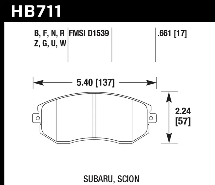 Hawk 13 Subaru BRZ/13 Legacy 2.5i / 13 Scion FR-S DTC-70 Front Race Brake Pads4.3 lb