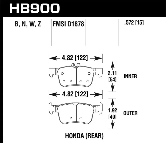 Hawk 16-19 Honda Civic DTC-30 Race Rear Brake Pads2.3 lb