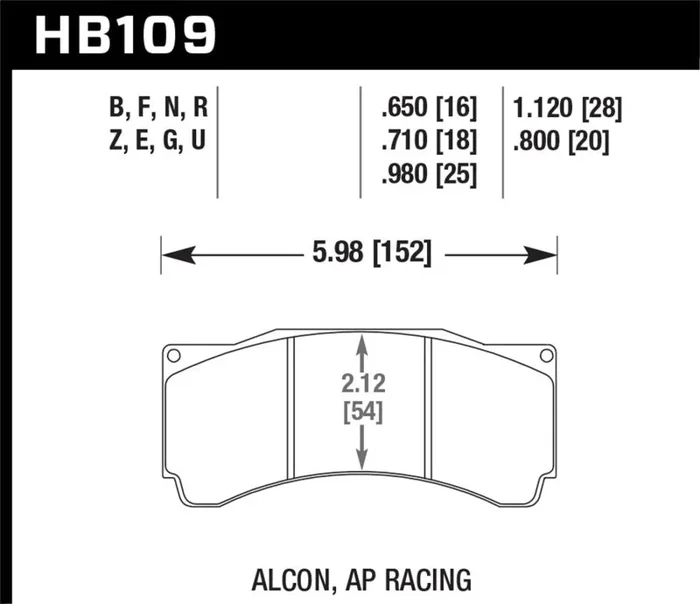 Hawk Alcon TA-6 / AP Racing CP5060-2/3/4/5ST /AP Racing CP5555 / Rotora FC6 DTC-70 Race Brake Pads6.6 lb