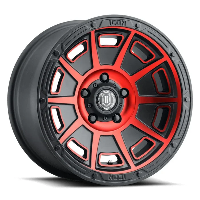 ICON Victory 17×8.5 5×4.5 0mm Offset 4.75in BS Satin Black w/Red Tint Wheel