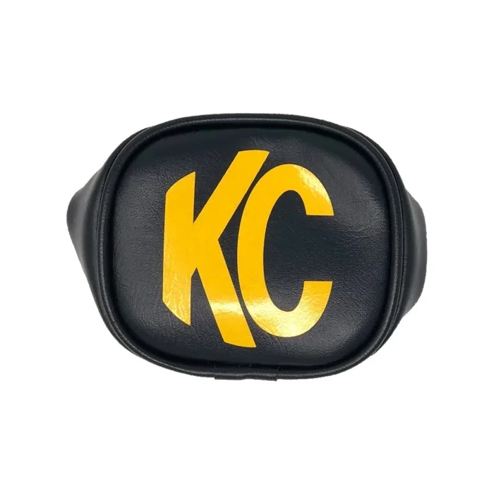 KC HiLiTES 3in. Rectangle Soft Cover (Pair) – Black w/Yellow KC Logo