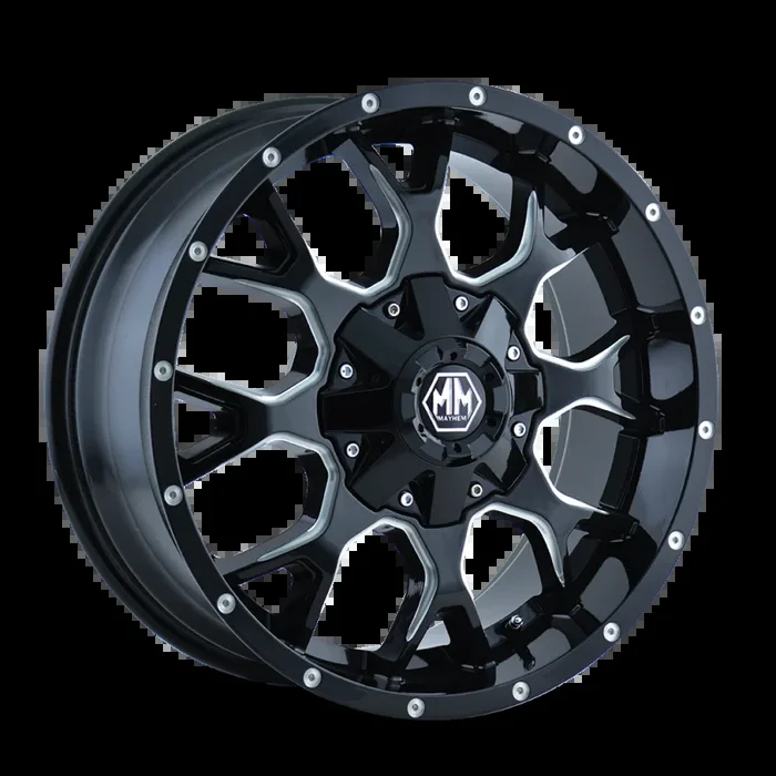 Mayhem 8015 Warrior 20×9 / 6×135 BP / 18mm Offset / 106mm Hub Black w/ Milled Spokes Wheel40.1 lb