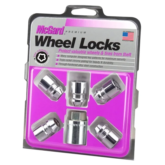 McGard Wheel Lock Nut Set – 5pk. (Cone Seat) M12X1.5 / 13/16 Hex / 1.28in. Length – Chrome1.2 lb