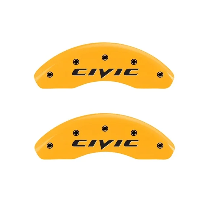 MGP 2 Caliper Covers Engraved Front 2015/Civic Yellow Finish Black Char 2011 Honda Civic