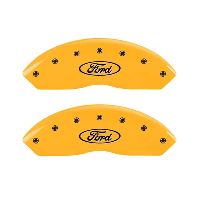 MGP 4 Caliper Covers Engraved F & R Oval Logo/Ford Yellow Finish Black Char 2009 Ford Explorer