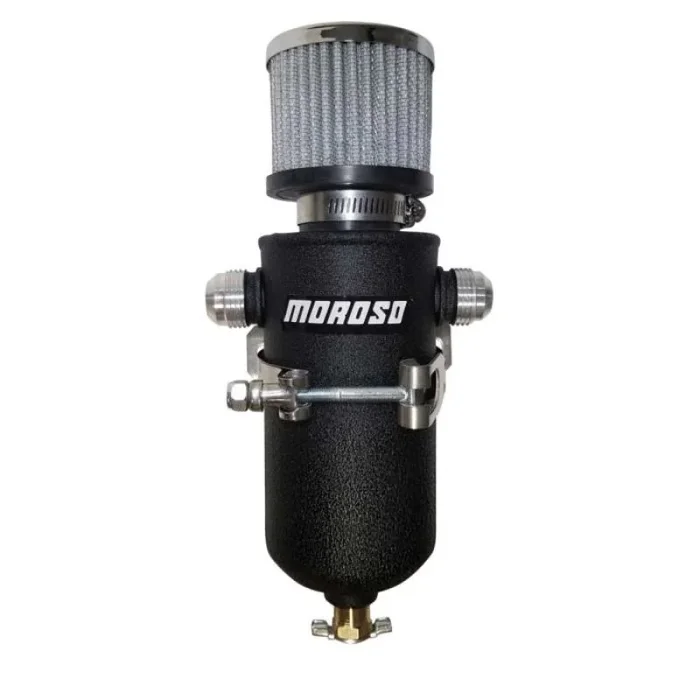 Moroso 10AN Male Fittings Catch Can Breather Tank – Black Powder Coat