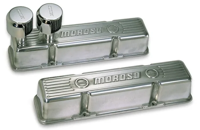 Moroso Chevrolet Small Block Valve Cover – 1 Cover w/2 Breathers at Front – Polished Aluminum – Pair